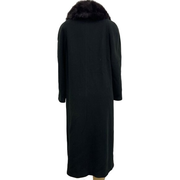 J Percy for Marvin Richards Lord & Taylor Black Faux Fur Long Coat Jacket - Picture 2 of 10